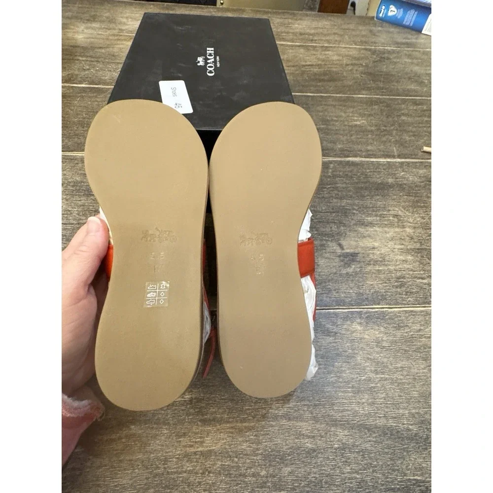 Coach Gracie Swagger Thong Sandals Burnt Orange Size‎ 5.5 New In Box